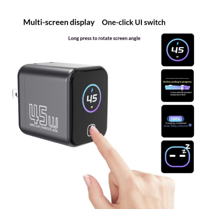 45W Gallium Nitride Charger AI Intelligent Display Charger Quick Charge Charger for Tablets Mobile Phones and Laptops