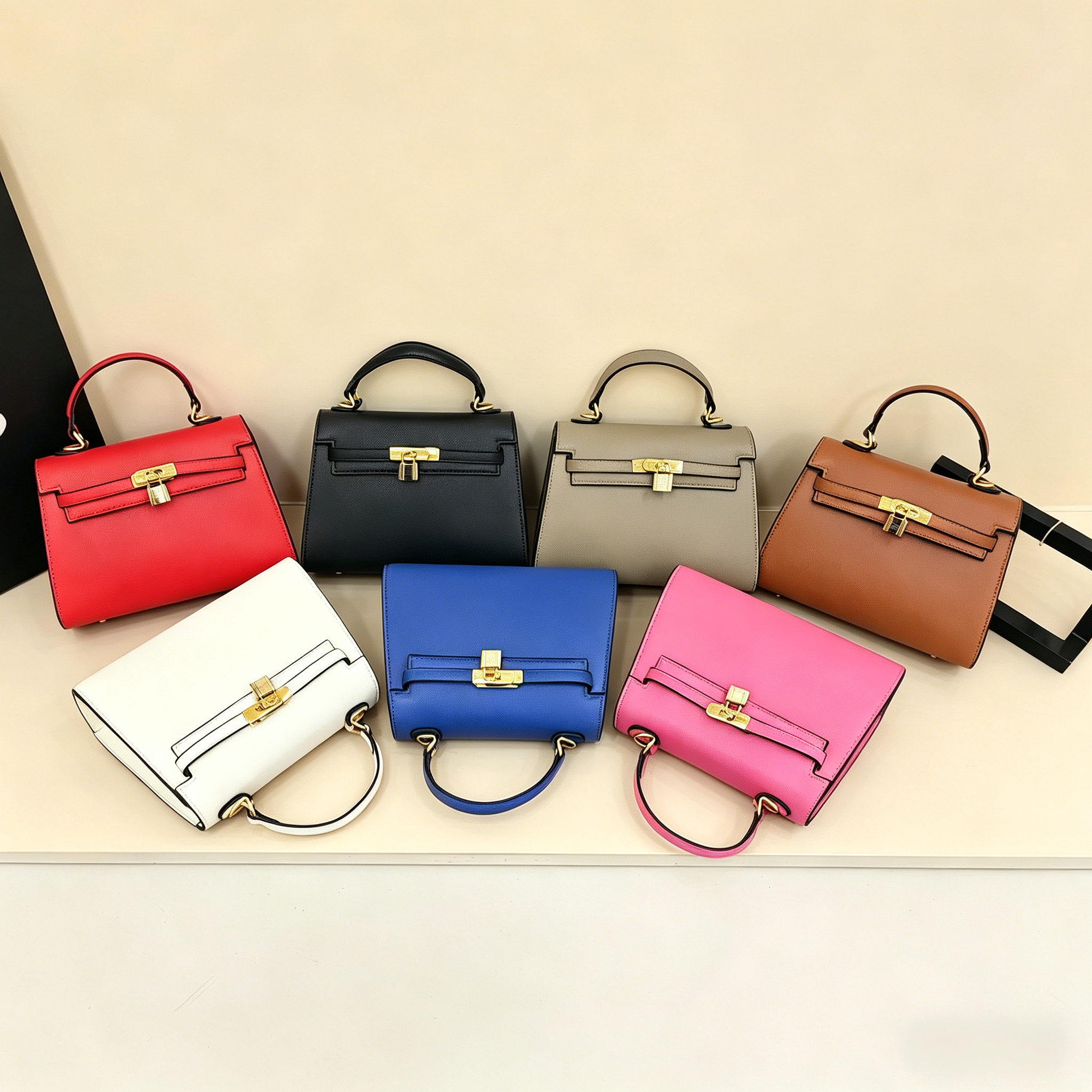 A-7520# Handheld small square bag, fashionable Kelly bag, high-end and stylish crossbody bag - Image 1