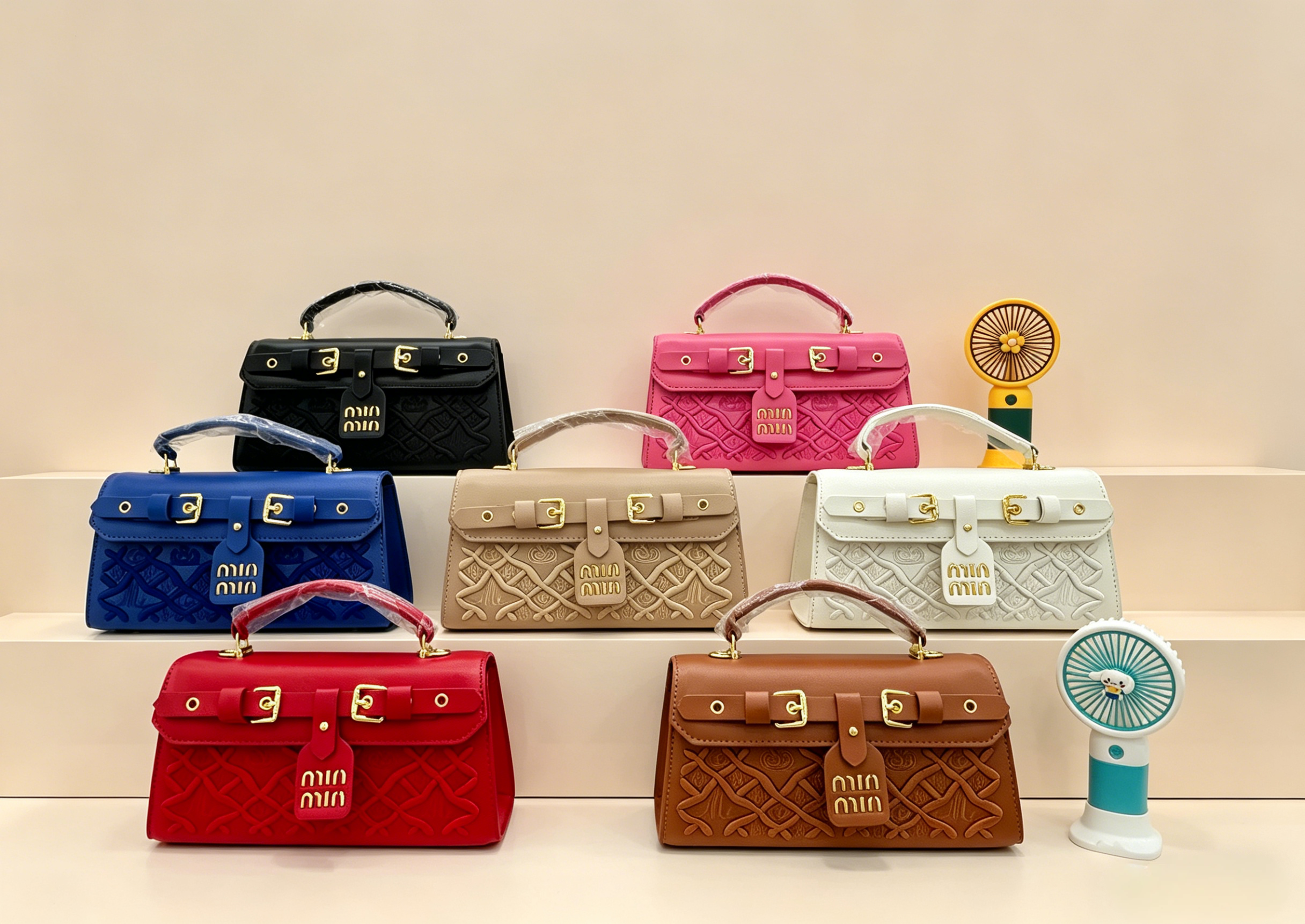 A-vi669# Minmin embroidery ladies cross bag with box and hand fan A-V669 - Image 1