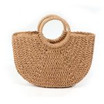Half-round handbag made of woven grass with a beachy style - Image 3
