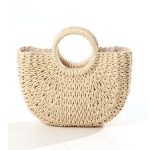 Half-round handbag made of woven grass with a beachy style - Image 4