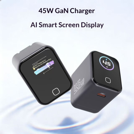 45W Gallium Nitride Charger AI Intelligent Display Charger Quick Charge Charger for Tablets Mobile Phones and Laptops