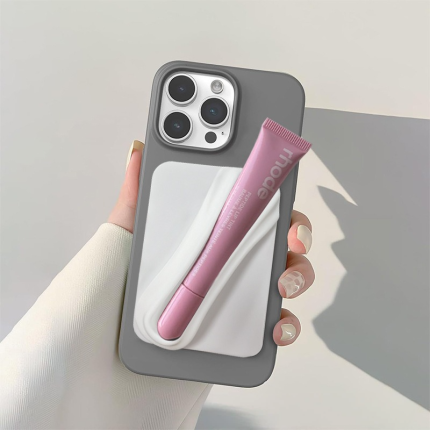 Lipstick holder with silicone back adhesive for mobile phone case