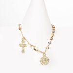 Tricolor 18k Gold Plated Women Religious Christian Cross