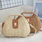 Crossbody bag for ladies, beach vacation style, woven frame handbag