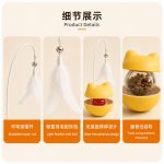 Cat figurine with feather and cat teasing stick - pet product - Image 4