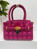 Buttons in front lady handbag rough material A25881 - Image 6
