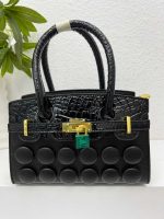 Buttons in front lady handbag rough material A25881 - Image 4