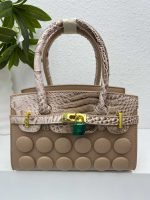 Buttons in front lady handbag rough material A25881 - Image 2
