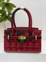 Buttons in front lady handbag rough material A25881 - Image 5