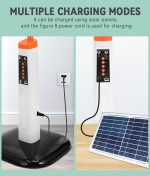 16 Inch Solar Rechargeable Standing Fan LED Light Remote Control Brushless Motor AC/DC Dual Use USB Charging Camping Plastic 18W - Image 9