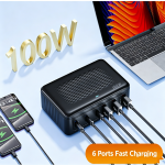 100W US Standard 3C3A PD Fast Charging Desktop Charger USB-A/USB-C Ports Multi-port Charging Plug - Image 4