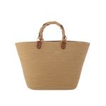 Ladies' large capacity bamboo-strip shoulder bag with ample capacity - Image 3