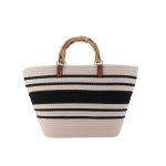 Ladies' large capacity bamboo-strip shoulder bag with ample capacity - Image 5