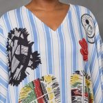 Striped Patchwork Women Kaftan Maxi Dress - Image 6
