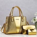 Knitted pattern shoulder crossbody bag set of three pieces