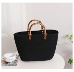 Ladies' large capacity bamboo-strip shoulder bag with ample capacity - Image 2