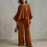 Summer new cotton and linen elegant and simple loose women's pure color set