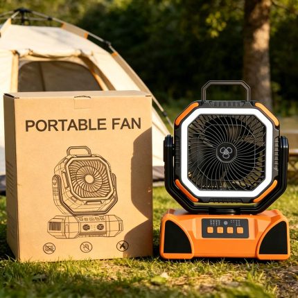 Portable 40000mAh Solar Fan with LED Lantern, Rechargeable Battery Operated Tent Fan, Oscillating Brushless for Outdoor