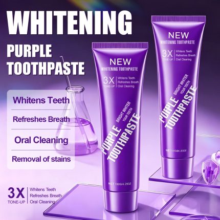 3X purple bright white toothpaste whiten teeth long-lasting fresh breath deep clean teeth