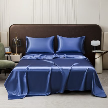 Luxury Satin Silk Bedding Set, Solid Color Bed Sheet & Pillowcase, Soft Smooth Home Bedding for Bedroom, Multi Colors Available