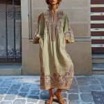 Bohemian Printed V Neck Loose Maxi Dress - Image 2