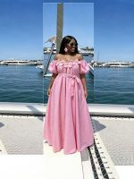 Summer waist-cinching slender lotus leaf edge plus size dress - Image 3