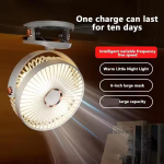 LED Light Usb Rechargeable Clip Fan with 5 Speed Battery Desktop Fan - Image 2