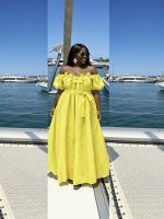 Summer waist-cinching slender lotus leaf edge plus size dress - Image 4
