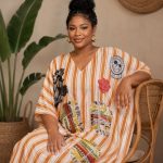 Striped Patchwork Women Kaftan Maxi Dress