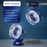 LED Light Usb Rechargeable Clip Fan with 5 Speed Battery Desktop Fan - Image 4