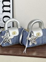 Stitched Diamond Denim Crossbody Bag