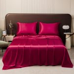 Luxury Satin Silk Bedding Set, Solid Color Bed Sheet & Pillowcase, Soft Smooth Home Bedding for Bedroom, Multi Colors Available - Image 5