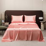 Luxury Satin Silk Bedding Set, Solid Color Bed Sheet & Pillowcase, Soft Smooth Home Bedding for Bedroom, Multi Colors Available - Image 3