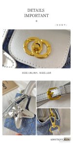 Stitched Diamond Denim Crossbody Bag - Image 4