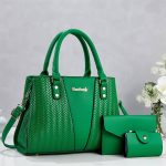 Knitted pattern shoulder crossbody bag set of three pieces - Image 7