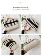 Ladies' large capacity bamboo-strip shoulder bag with ample capacity - Image 9