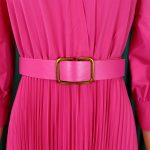 Fashioned collar long sleeve high waist temperament pleated dress - Image 7