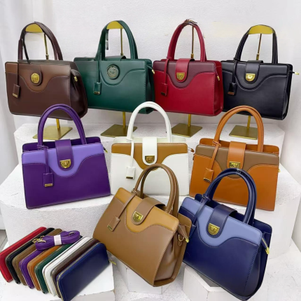 Ladies Structured Handbag & Matching Wallet Set V-67802