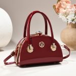 Clasp handbag with luxurious shiny material